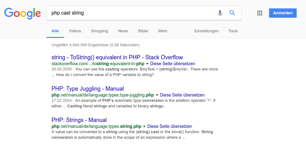 google suche nach 'php cast string'