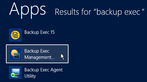 Windows Sucheergebnis von 'backup exec'